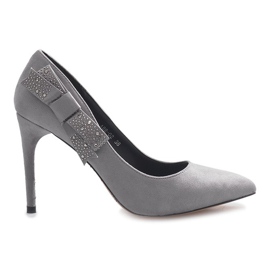 Tacchi grigi con fiocco bordeaux grigio