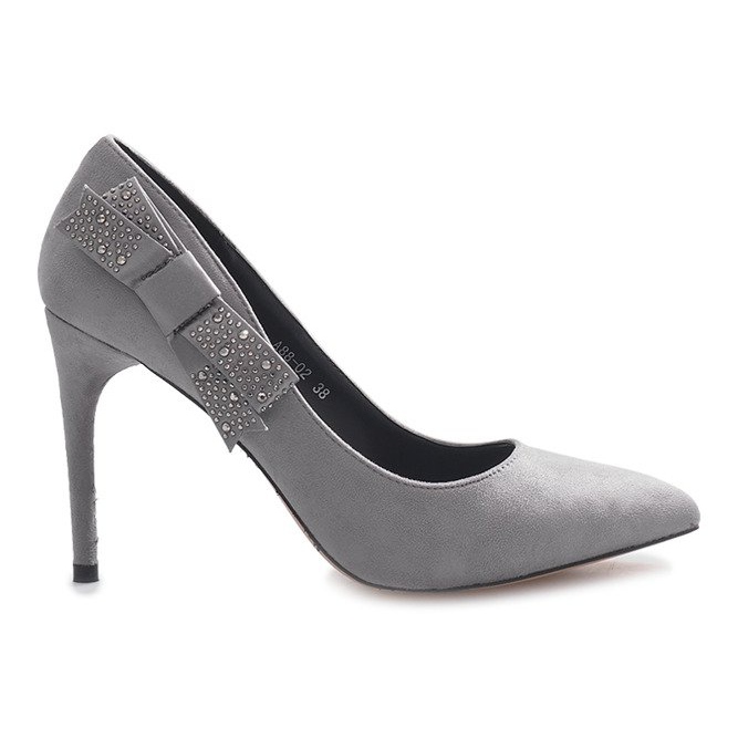 Tacchi grigi con fiocco bordeaux grigio