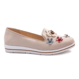 Zeppa multi-fiori beige