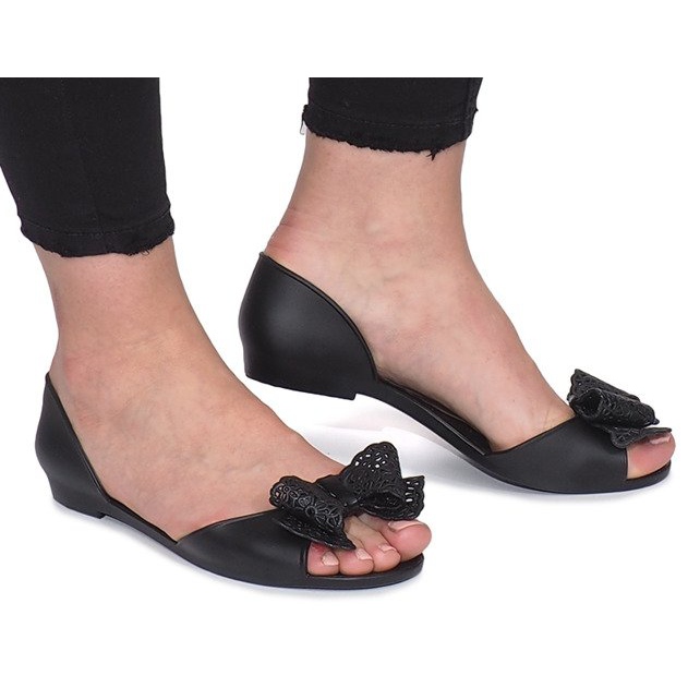 Sandali neri Meliski con fiocco Delmar nero