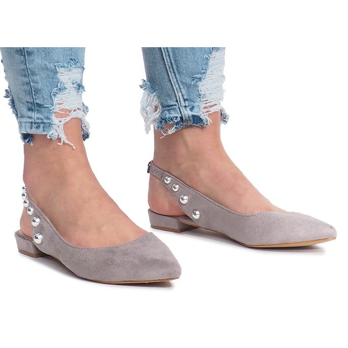 Ballerine grigie con borchie Marou grigio