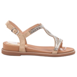 Bello Star Sandali In Camoscio Con Cristalli marrone