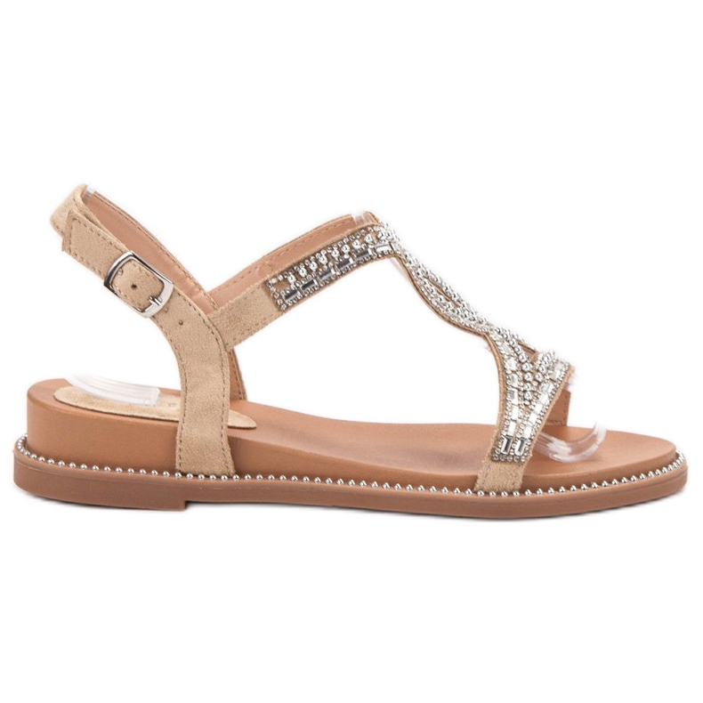 Bello Star Sandali In Camoscio Con Cristalli marrone