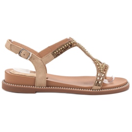 Bello Star Sandali In Camoscio Con Cristalli marrone