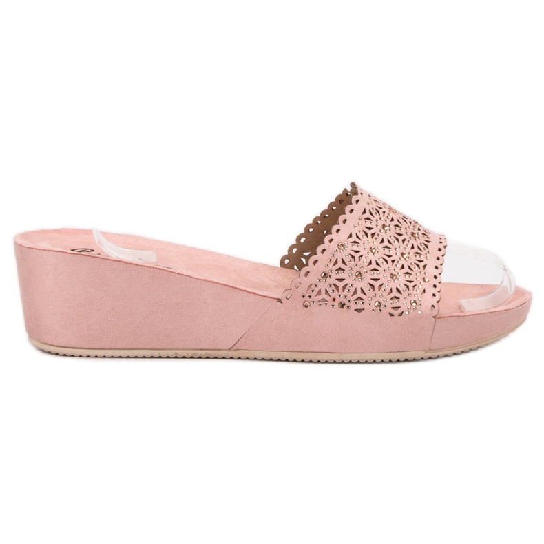 Primavera Pantofole con zeppa traforata rosa