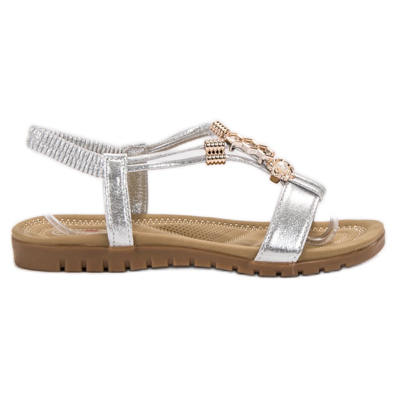 Top Shoes Sandali decorati argento grigio