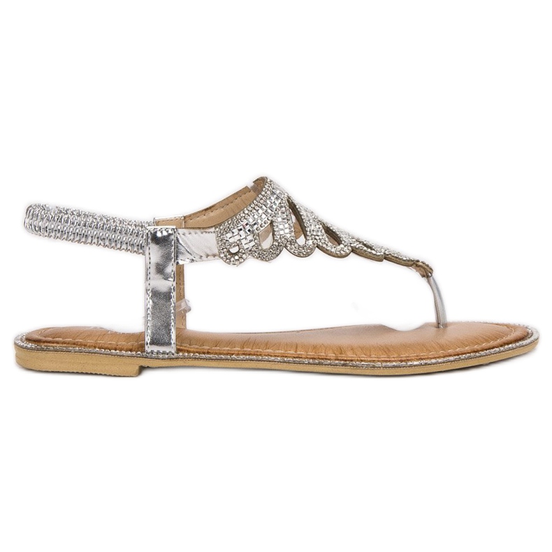SHELOVET Sandali Infradito Con Cristalli grigio