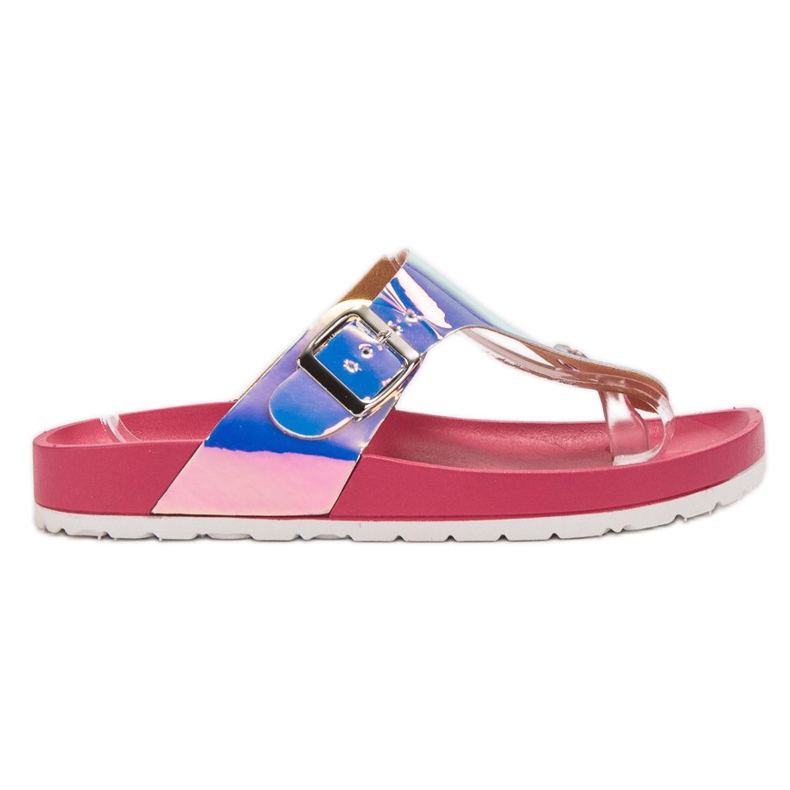 Ideal Shoes Infradito effetto olografico rosa
