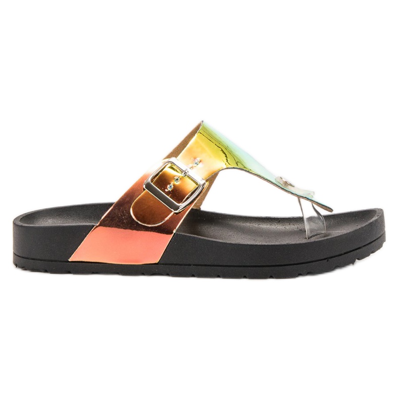 Ideal Shoes Infradito effetto olografico nero