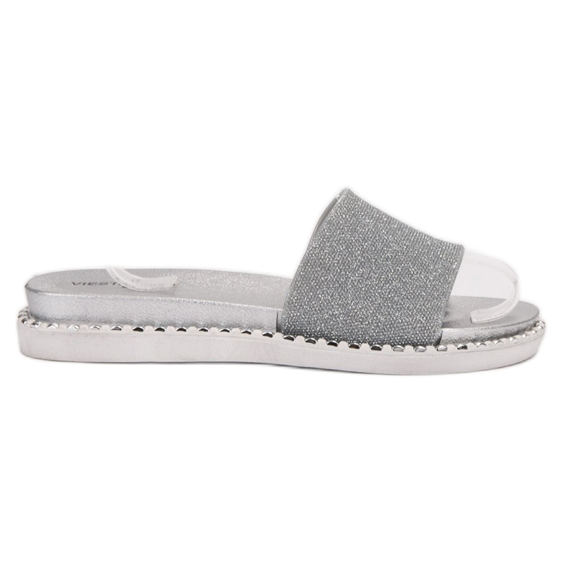 SHELOVET Ciabatte In Gomma Con Cubic Zirconia grigio