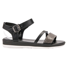 SHELOVET Sandali alla moda con zirconi cubici nero