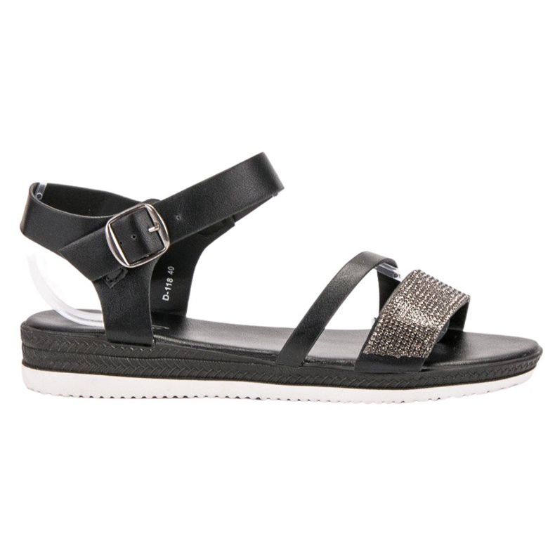 SHELOVET Sandali alla moda con zirconi cubici nero