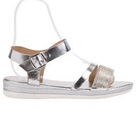 SHELOVET Sandali alla moda con zirconi cubici grigio