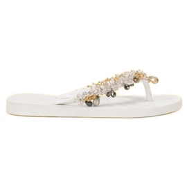 SHELOVET Infradito in gomma con ornamenti bianco