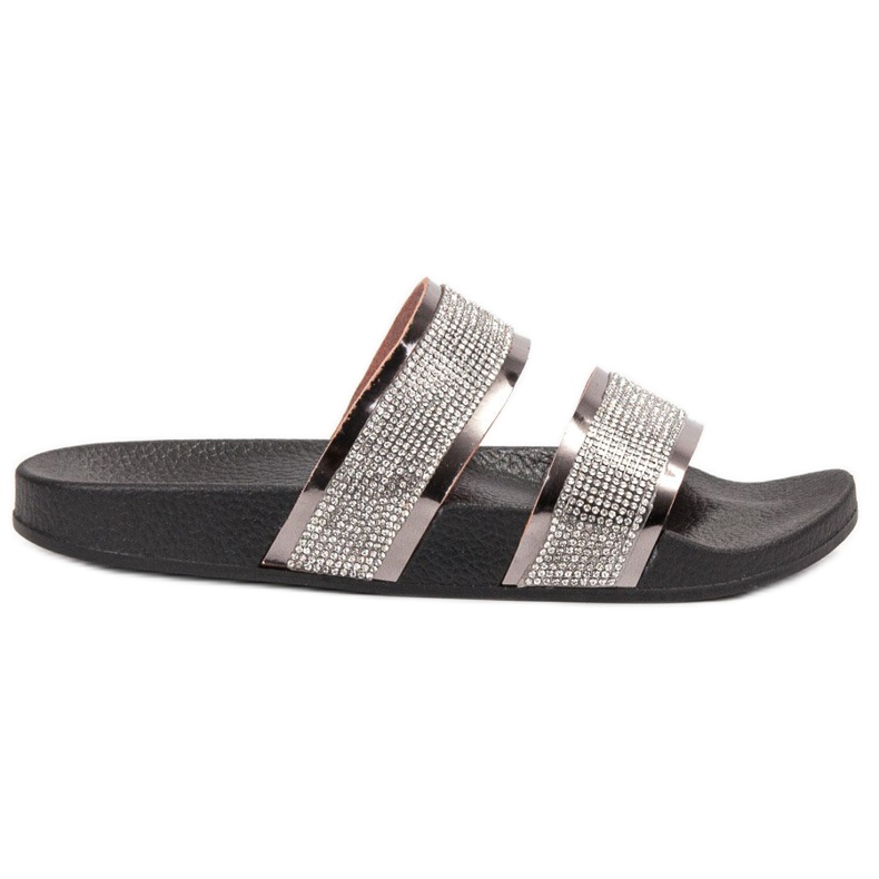 Ideal Shoes Pantofole Da Donna Con Cubic Zirconia grigio