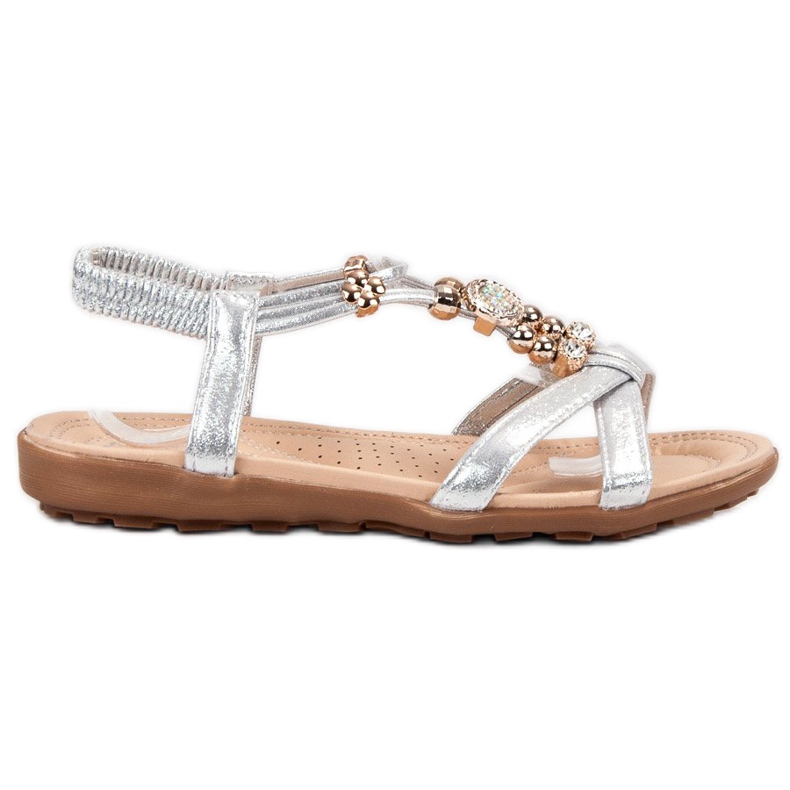 SHELOVET Sandali piatti con ornamenti grigio