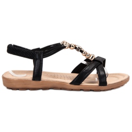 SHELOVET Sandali piatti con ornamenti nero