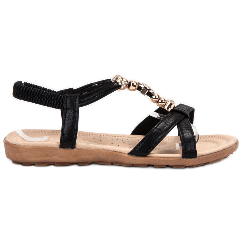SHELOVET Sandali piatti con ornamenti nero