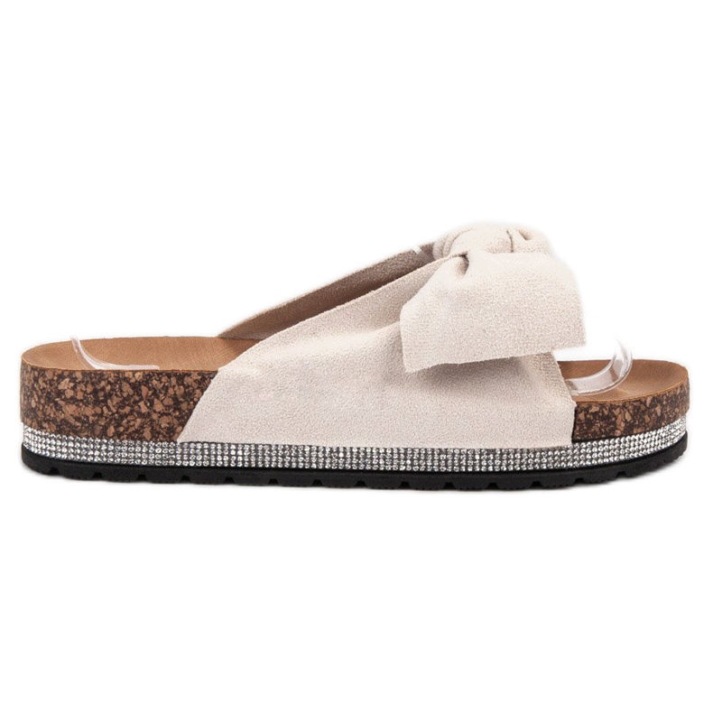 SHELOVET Pantofole In Camoscio Con Cristalli beige