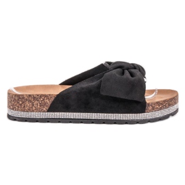 SHELOVET Pantofole In Camoscio Con Cristalli nero
