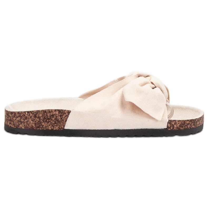 Bona Pantofole Scamosciate Con Fiocco beige