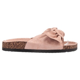 Bona Pantofole Scamosciate Con Fiocco rosa