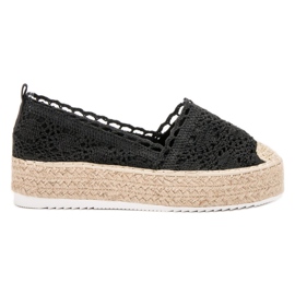SHELOVET Espadrillas di pizzo nero