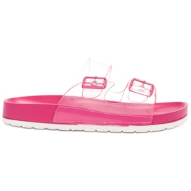 Ideal Shoes Pantofole Trasparenti Con Fibbia rosa