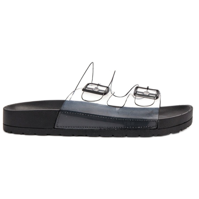 Ideal Shoes Pantofole Trasparenti Con Fibbia nero