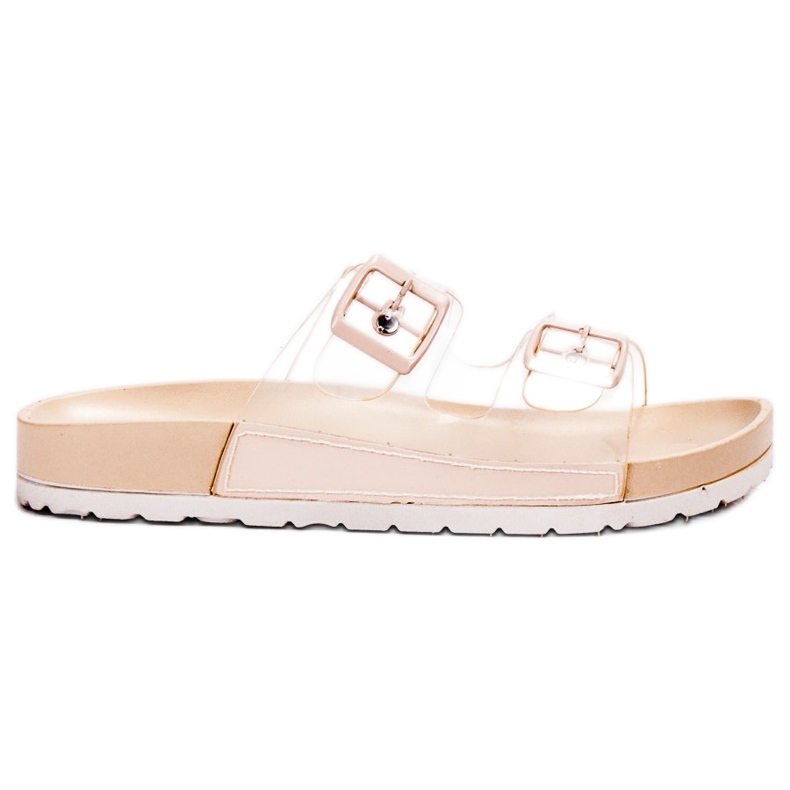 Ideal Shoes Pantofole Trasparenti Con Fibbia marrone