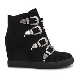Sneakers in camoscio nero con fibbie Maya