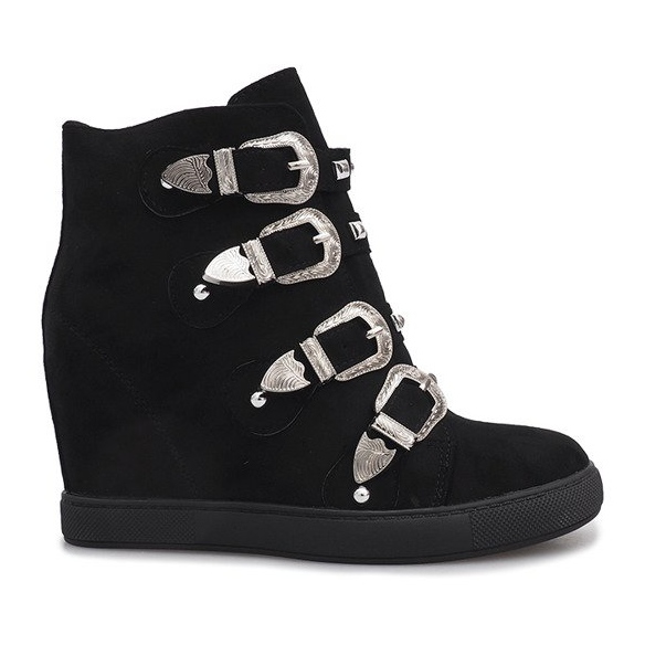 Sneakers in camoscio nero con fibbie Maya