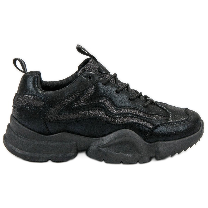 SHELOVET Scarpe da ginnastica glitterate nero