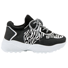 SHELOVET Sneakers alla moda con stampa zebrata bianco nero