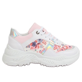 Scarpe sportive fiore bianco 3002 WHITE / FLOWER Red bianca