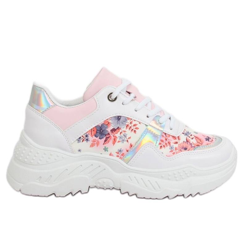 Scarpe sportive fiore bianco 3002 WHITE / FLOWER Red bianca