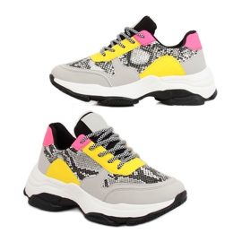 Scarpe sportive grigie BL169P in pelle di serpente grigio multicolore