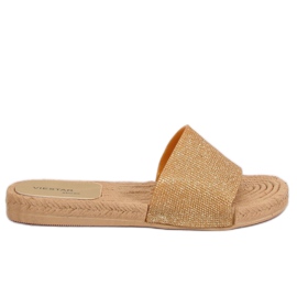 Pantofole dorate da donna JFF-V182 Golden d'oro