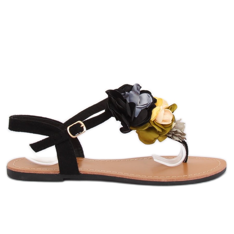 Sandali neri con fiori L518 Black nero