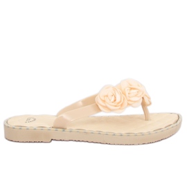 Infradito beige con fiori YJL-1818 Beż