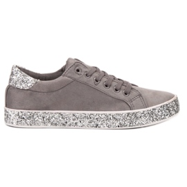 SHELOVET Sneakers Con Suola Glitter grigio