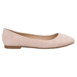 Small Swan Ballerine in camoscio beige