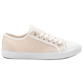 SHELOVET Sneakers basse da donna bianco marrone