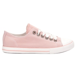 SHELOVET Scarpe da ginnastica legate con un nastro rosa