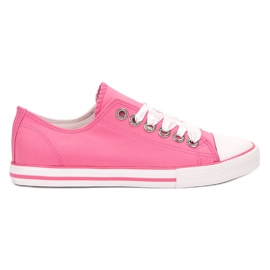 SHELOVET Scarpe da ginnastica legate con un nastro bianca rosa