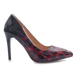 Stiletti laccati rossi con stampa leopardata Reblle nero rosso