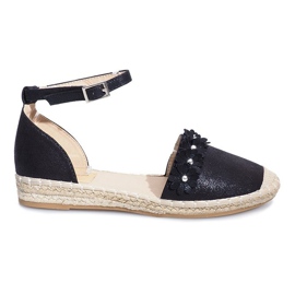 Espadrillas nere con fiori di Favara nero