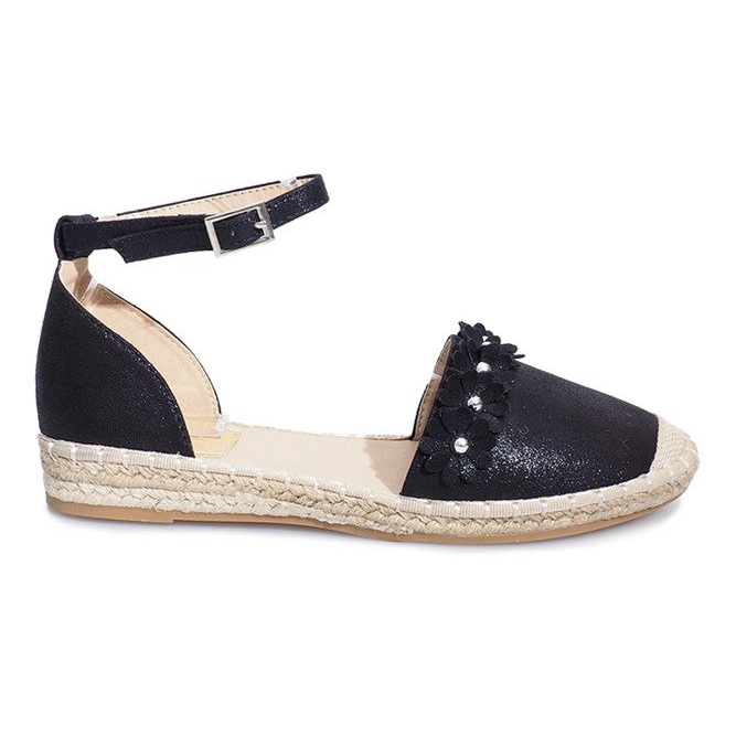 Espadrillas nere con fiori di Favara nero