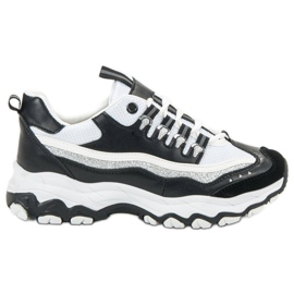 Small Swan Sneakers Con Glitter bianco nero