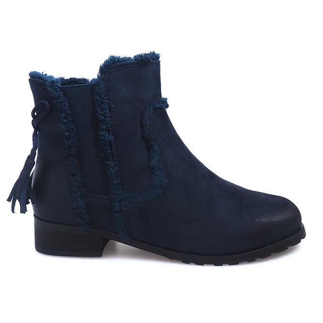 Stivali caldi Stivali Jodhpur Pelliccia W156 Navy blu navy
